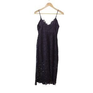 Astr Lace Midi Slip Dress in Deep Purple